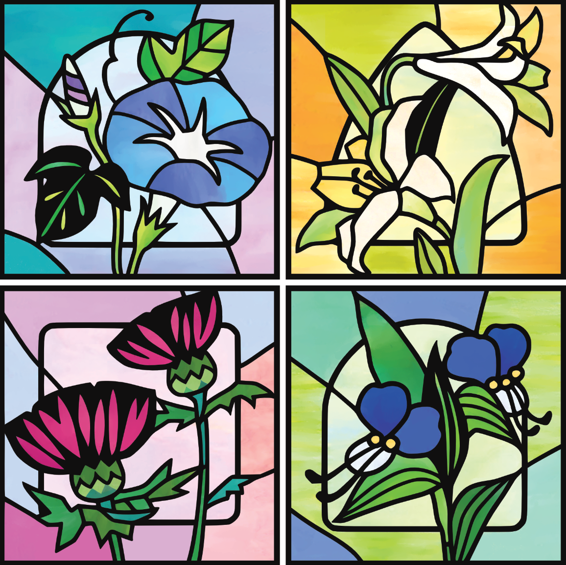 Stained Glass Window Quartet : ステンドグラスウィンドウ (あさがお