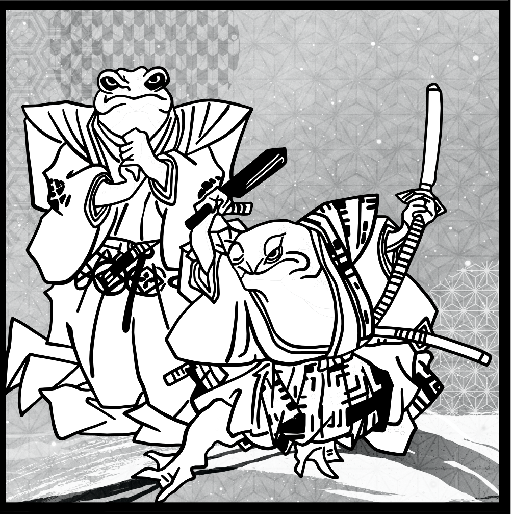 遊興絵巻 ”歌川国芳 武士蛙”（L) EXP：80 GOLD：80 – Shine Carving