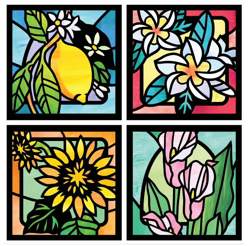 ステンドグラス ミニバラとプルメリア ステンドグラス ミニバラとプルメリア Stained Glass Window