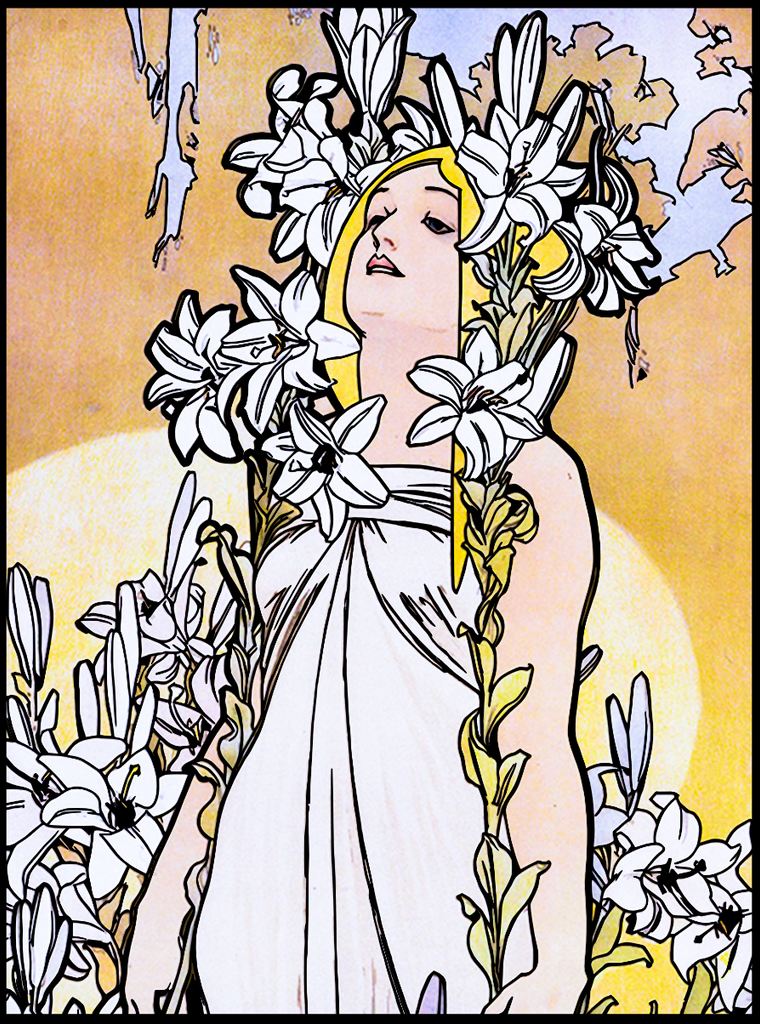 Alphonse Mucha 【百合の聖母】 美品 Alphonse Mucha 【百合の Alphonse Mucha 【百合の聖母】 美品 Alphonse Mucha 【百合の